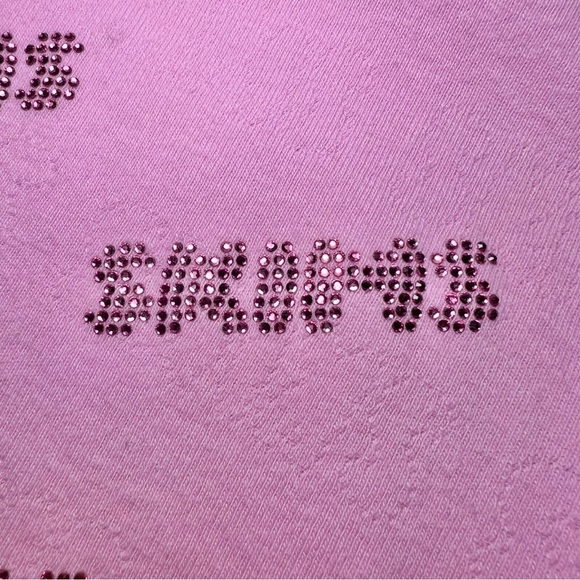 SKIMS Rhinestone Logo Pointelle Mini Slip Dress in Bubble Gum - Picture 6 of 8